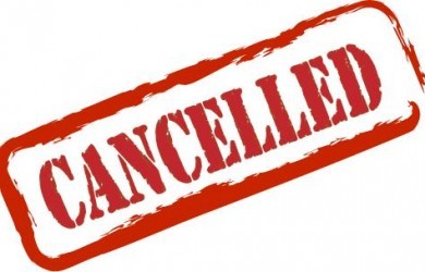 Diagonal cancelled stamp in red with a red border